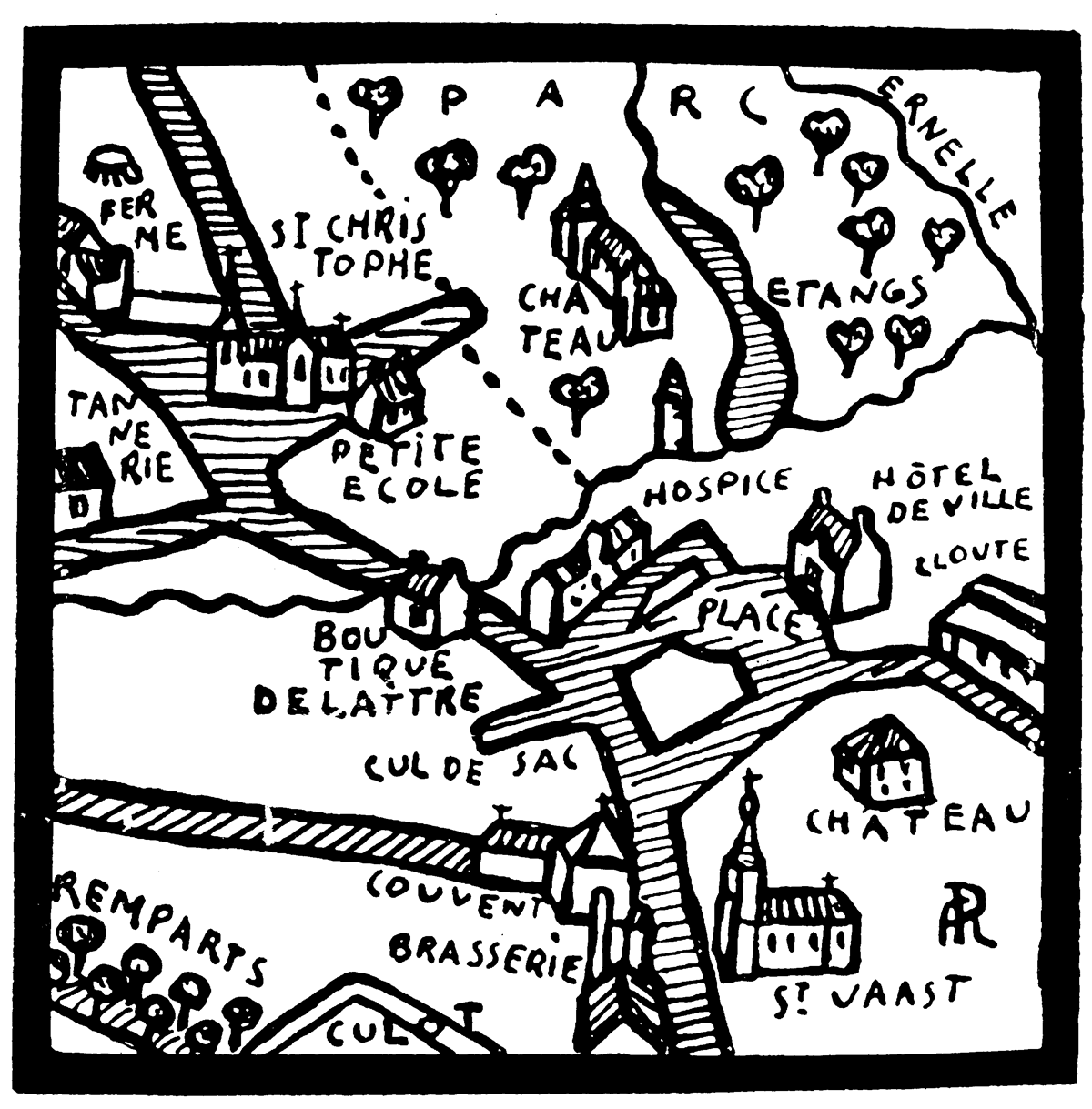 Plan dressé de mémoire par Louis Delattre pour les besoins d'un de ses romans